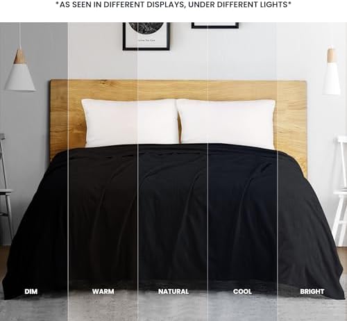 Utopia Bedding 100% Cotton Thermal Blanket Black Twin, 90x72 Inches
