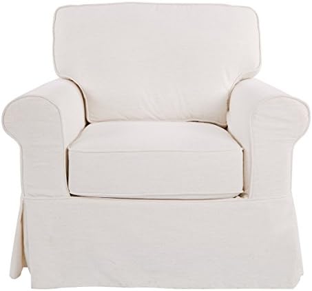 OSP Home Furnishings Ashton Rolled Arm Chair with Slipcover, White