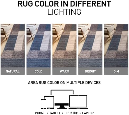 Rugshop Geometric Boxes Non-Slip Contemporary Area Rug Blue 6'6" x 9...