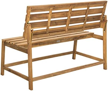SAFAVIEH PAT6753A Collection Ruben Teak Balcony Bench and Table Outdoor Set