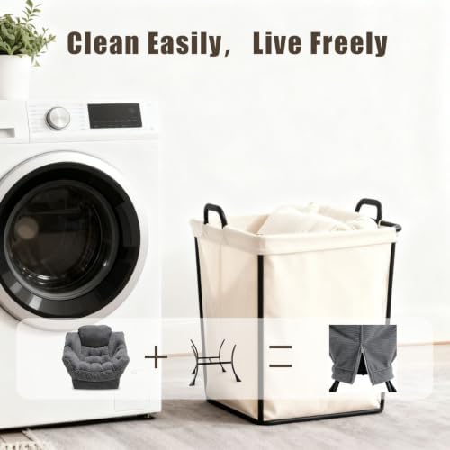 Lazy Chair with Ottoman, Modern Skinny Lounge Chair with Footrest