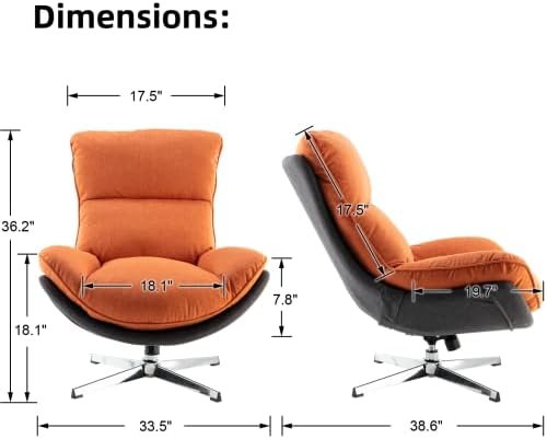 LukeAlon Linen Swivel Lounge Chair, Orange