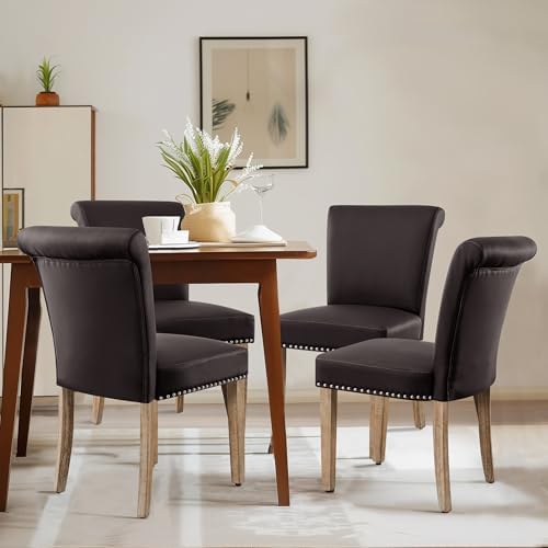SyMax Dining Chairs Set of 6, Modern Faux Leather Parson Dining Room Chairs, ...