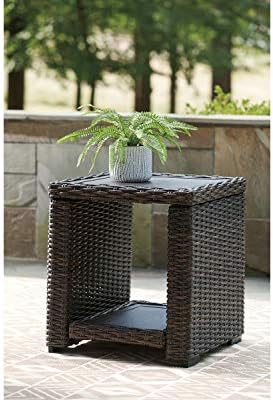 Signature Design by Ashley Grasson Lane Outdoor Rattan Square End Table with ...
