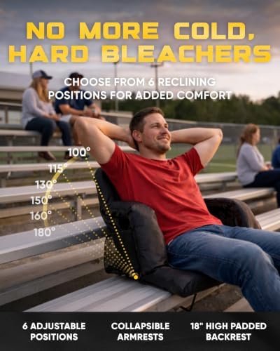 BRAWNTIDE Stadium Seat for Bleachers with Back Support - 3" Foam Cushion