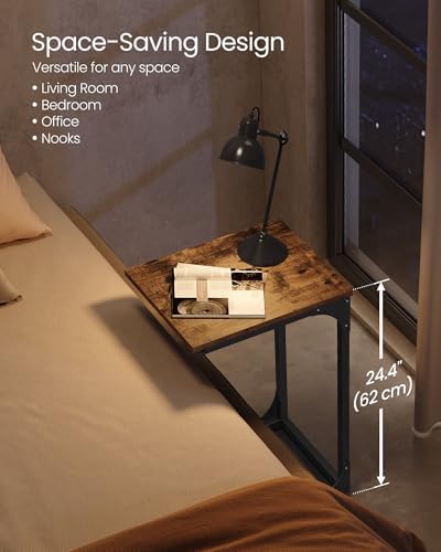 VASAGLE C-Shaped End Table, Small Sofa Side Table with Metal Frame