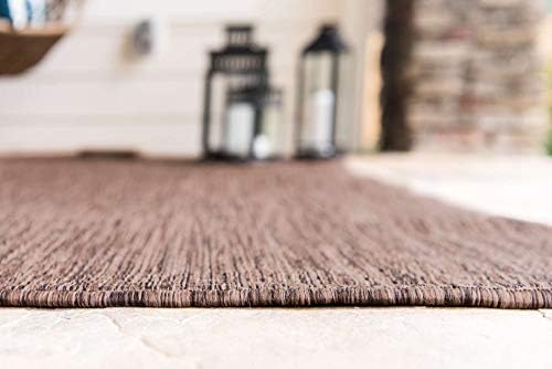 Unique Loom Collection Casual Transitional Solid Heathered Indoor/Outdoor Fla...