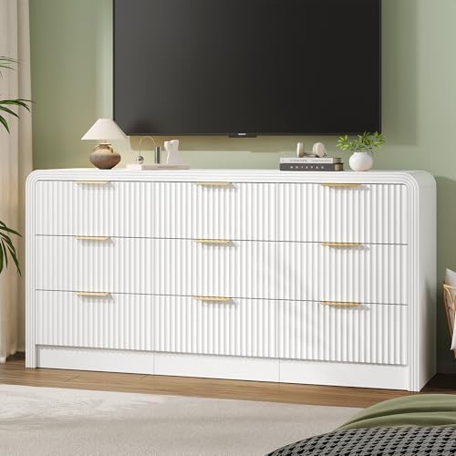 Decofy Fluted 9 Drawers Dresser, 63'' Wide Chest of Drawers for Bedroom