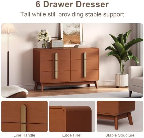 JOINICE Mid Century Modern Dresser and Nightstand Sets for Bedroom, Cherry