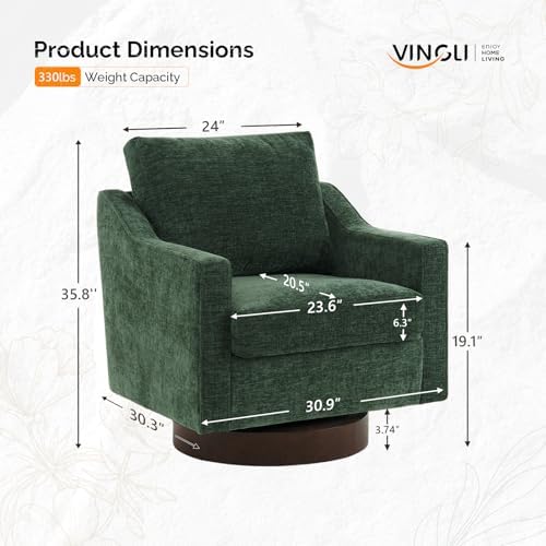 VINGLI Mid-Century Modern Swivel Accent Chair, 360°Upholstered Armchair, Home...