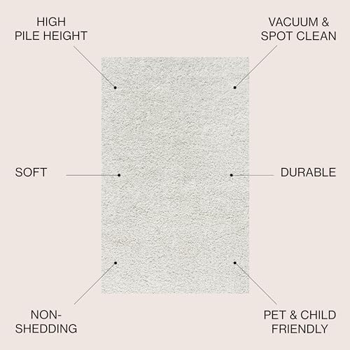 JONATHAN Y Mercer Shag Plush White Indoor Area Rug, 8x10, Transitional, Moder...