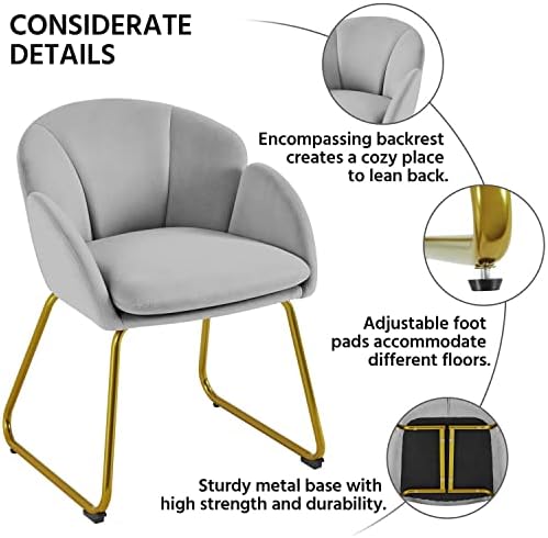 Yaheetech Flower Shape Vanity Chair with Petal Armrests, Gray