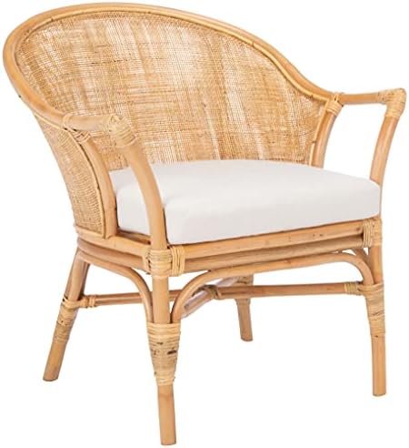 SAFAVIEH Dustin Rttn Rattan Accent Chair, 27.2" Boho White/Natural ACH6517B