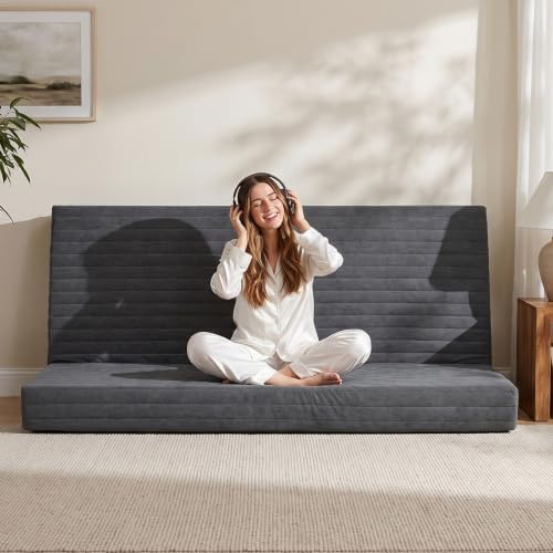 6 Inch Futon Mattress Full Size, Foldable Futon Floor Sofa Bed with Soft Thic...
