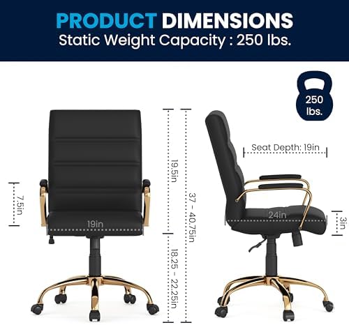 Flash Furniture Mid-Back Black LeatherSoft Executive Swivel Office Chair with...
