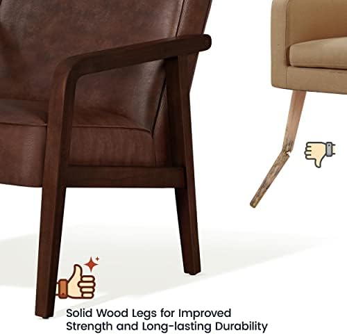 Yaheetech Accent Chair, Mid-Century Modern Vibe, Dark Brown