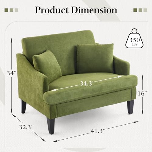 Bezseller 41'' Upholstered Oversized Accent Chairs Set of 2, Green