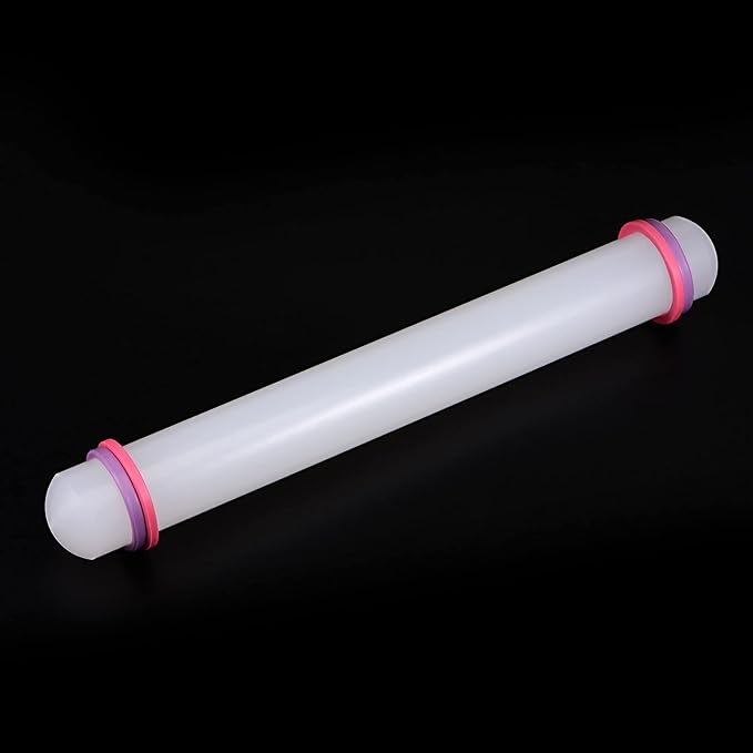 HARFINGTON Fondant Rolling Pin 12 Inch x 1.38 Inch Adjustable Guide Rings - Image 3