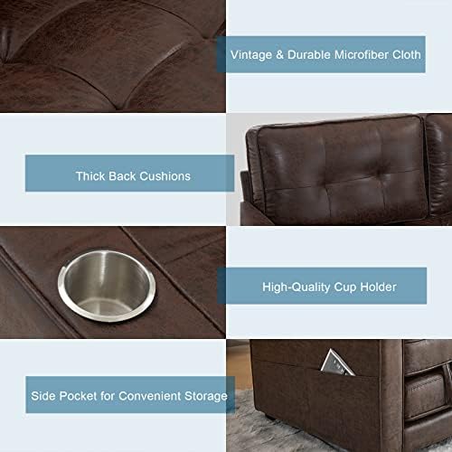 VINGLI Upgraded 64" W 84" L Full Size Futon Sofa Bed, 6" Thick...