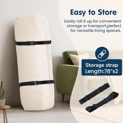 Futon Mattress Full Size 8 Inch, Beige (Frame Not Included)