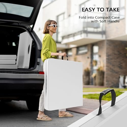 VINGLI 4 FT Plastic Folding Camping Table,3-Level Adjustable Height, Portable...