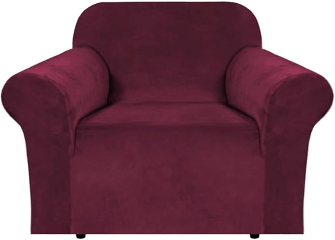 H.VERSAILTEX Stretch Velvet Armchair Cover Couch Covers 1 Cushion Chair by HVERSAILTEX