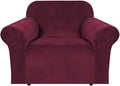 H.VERSAILTEX Stretch Velvet Armchair Cover Couch Covers 1 Cushion Chair by HVERSAILTEX