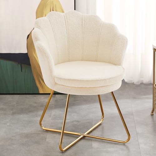 Furnimart Vanity Chair with Back, Shell Accent Chair for Living Room, Criss C...