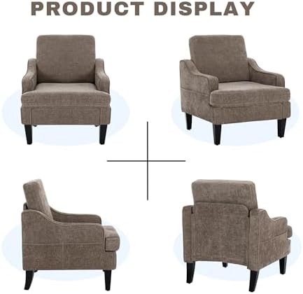 Set of 2 Accent Chair for Living Room,Mid-Century Arm Chair Chenille Fabric L...
