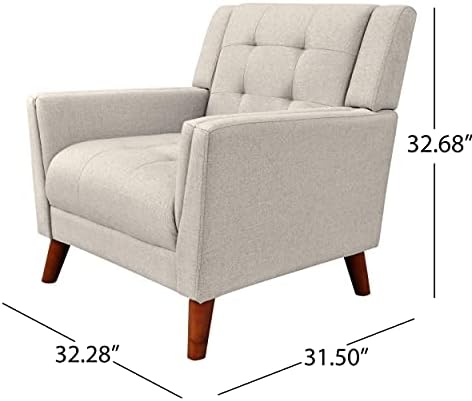 Christopher Knight Home Evelyn Mid Century Modern Fabric Arm Chair, Beige &am...