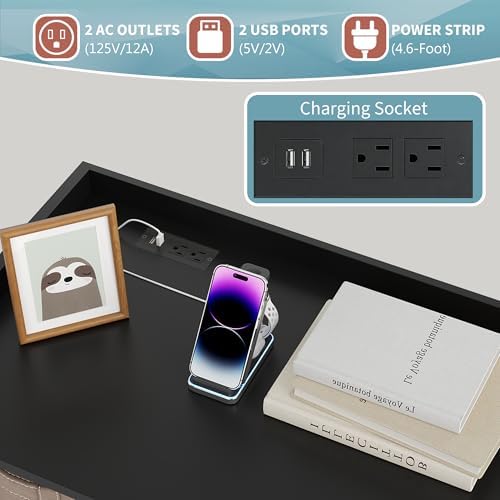 Garvee Dresser with Hanging Rack for Bedroom, 4 Drawer Dresser with LED Light...