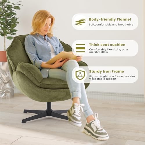 IWMH Swivel Accent Chair for Living Room,Comfy Lounge Chair with Metal Legs