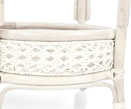 Pelangi Coffee Round Table White Color Handmade ECO Natural Rattan Wicker wit...