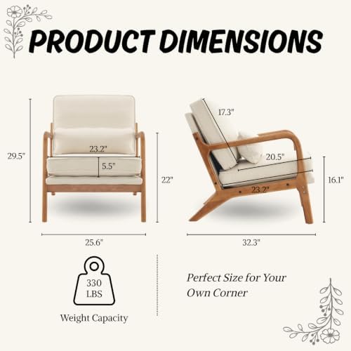 Karl home Mid-Century Modern Accent Reading Chair, Beige