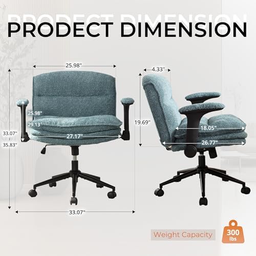 Dowinx Criss Cross Chair with Adjustable Flip-up Arms and Wheels, Comfort Erg...