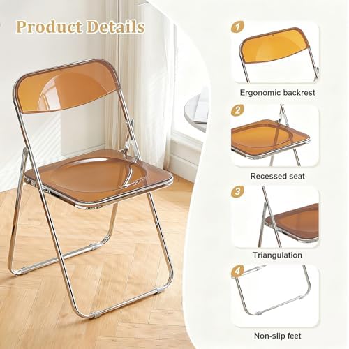 2 Pack Acrylic Folding Chair,Brown