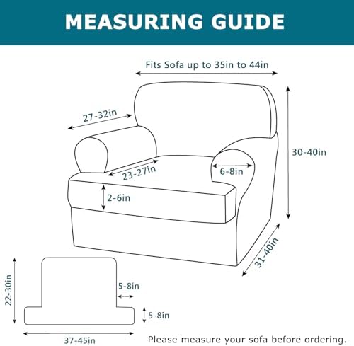 KRFOONN 2 Pieces T Cushion Chair Slipcovers with Arms Stretch Sofa Cover,03