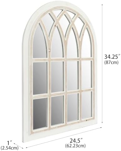 Farmhouse Window Pane Mirror, Large Decorative White Wall Mirror