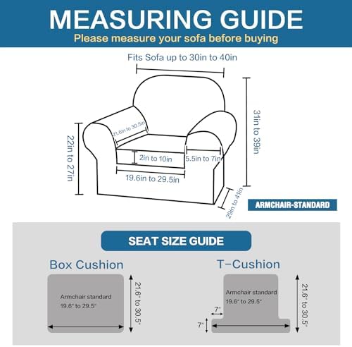 H.VERSAILTEX Stretch Armchair Cover 2 Piece Chair Covers for Living Room Furn...
