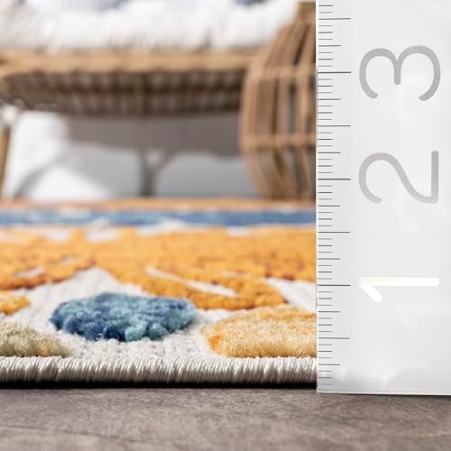 nuLOOM Monique Blue Floral & Paisley Indoor/Outdoor Area Rug, 8' Square