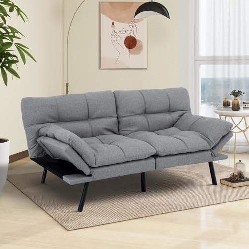 MUUEGM Futon Sofa Bed,Memory Foam Modern Convertible Couch Bed,Folding Futon ...