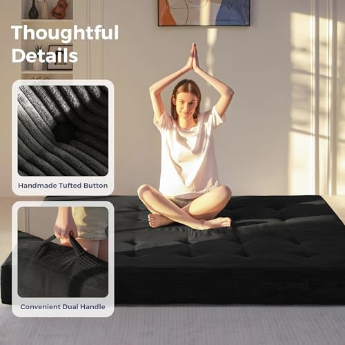 MAXYOYO Foldable Mattress, 8-Inch Tufted Futon Mattress with Handles
