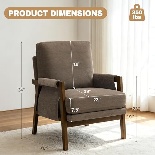 RNKSFX Dark Brown Accent Chairs for Living Room Set of 2, Modern Arm Chairs f...