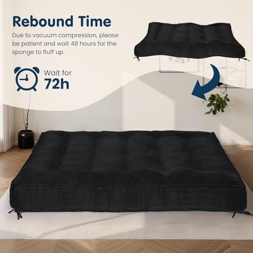 8 Inch Futon Mattress Full Size, Futon Floor Sofa Bed Foldable with Soft Cord...