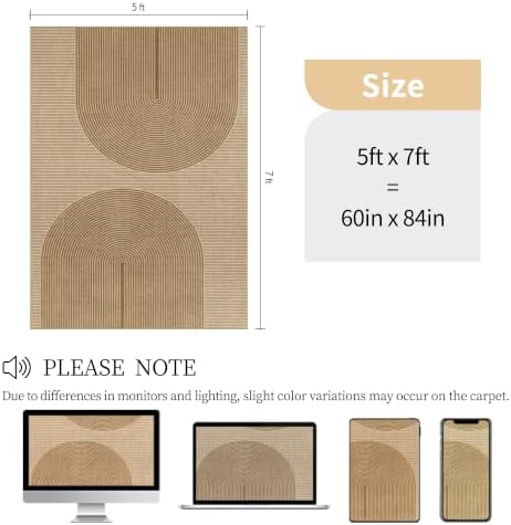 Easy Jute Rug for Pet Homes: 5x7 Outdoor Rug - Geometric Arch Pattern
