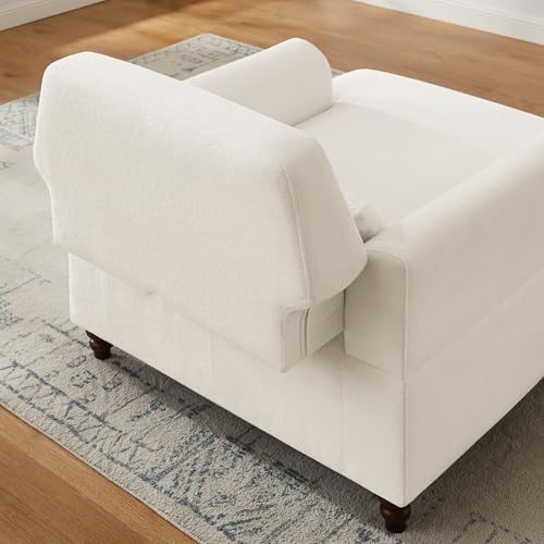 Oversized Chaise Lounge Chair with Adjustable Backrest, Polyester White