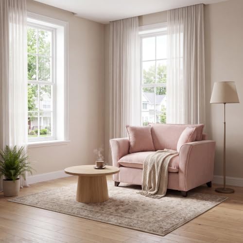 ERYE 46.9" Chenille Upholstered Accent Chair Wide Seat for Living Room B...