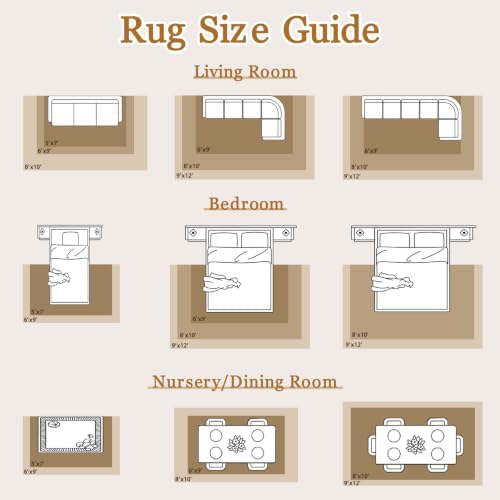 Tosuoka Washable Rug 8x10 Area Rugs for Living Room, Beige Cream Abstract