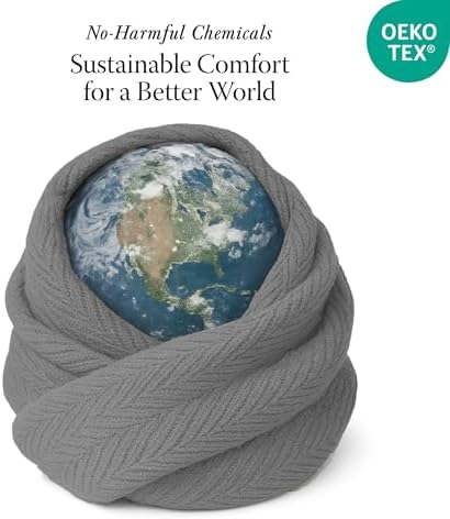 Threadmill Luxury 100% Cotton Queen Herringbone Blanket, Dark Grey