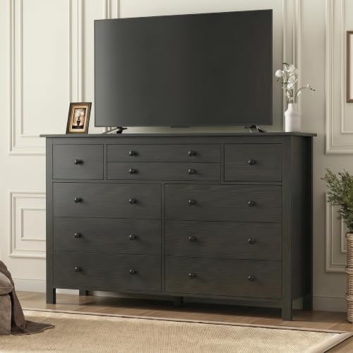 Loomie Upgraded 47.28" Long Black 10-Drawer Dresser for Bedroom